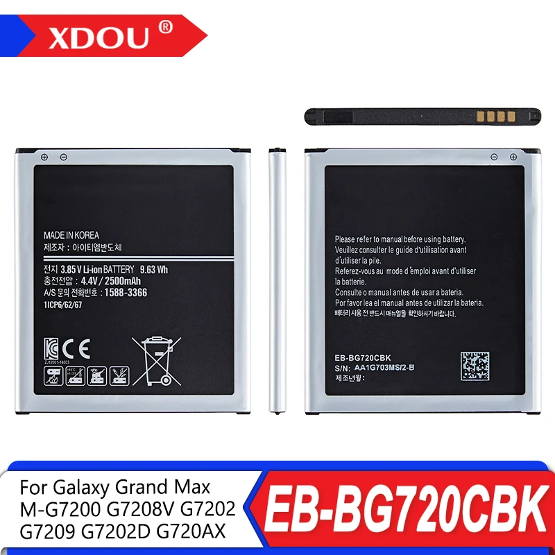 Nueva batería EB-BG720CBK EB-BG720CBC de 2500mAh para Samsung Galaxy Grand Max M-G7200 G7208V G7202 G7209 G7202D G720AX