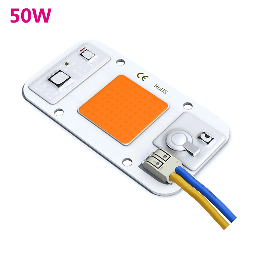 50W COB LED 220V 110V sin soldadura potente Chip LED reflector integrado cuenta de luz LED aluminio F7540 blanco cálido Diy