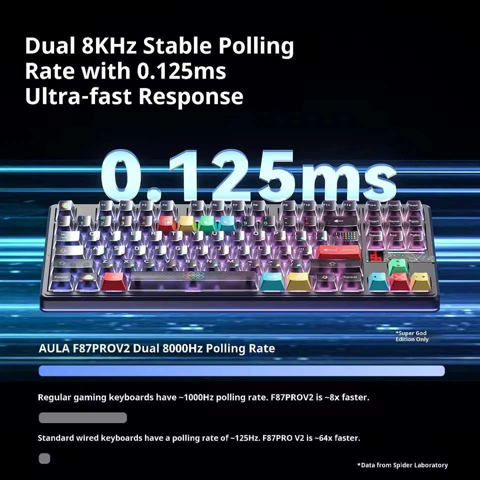 AULA F87 Pro V2 Teclado mecánico inalámbrico 3 modos 12000mAh Batería de larga duración Teclado para juegos RGB personalizado e-sports - imagen 3