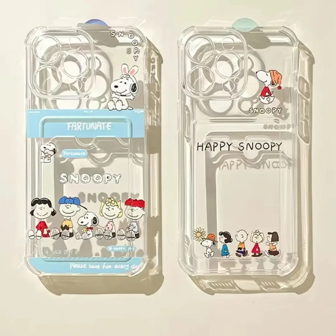Funda bonita con ranura para tarjetas de Snoopy Friends, cartera Y2K para IPhone 17 Air 17 Pro 16 15 14 12 11 Pro Max Plus 16e, funda de silicona para parachoques - imagen 2