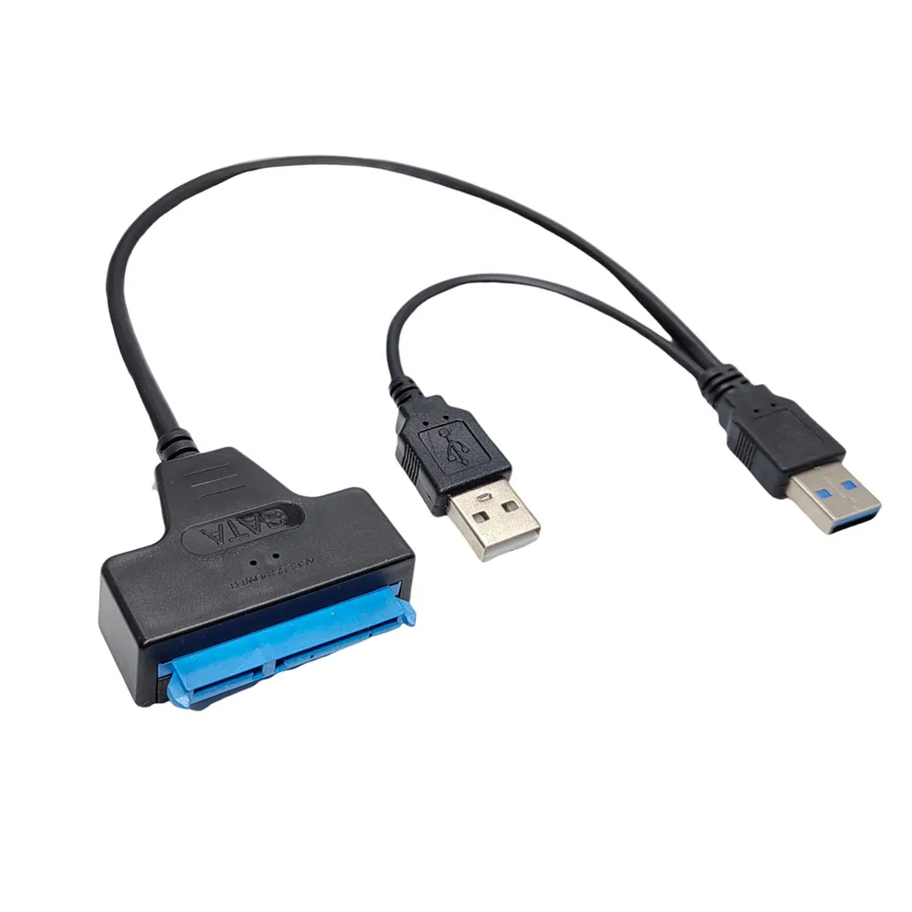 Cable adaptador USB 3,0 USB 2,0 a SATA de 22 pines para SSD HDD de 2,5/3,5 pulgadas, convertidor de unidad de disco duro de alimentación externa de alta velocidad