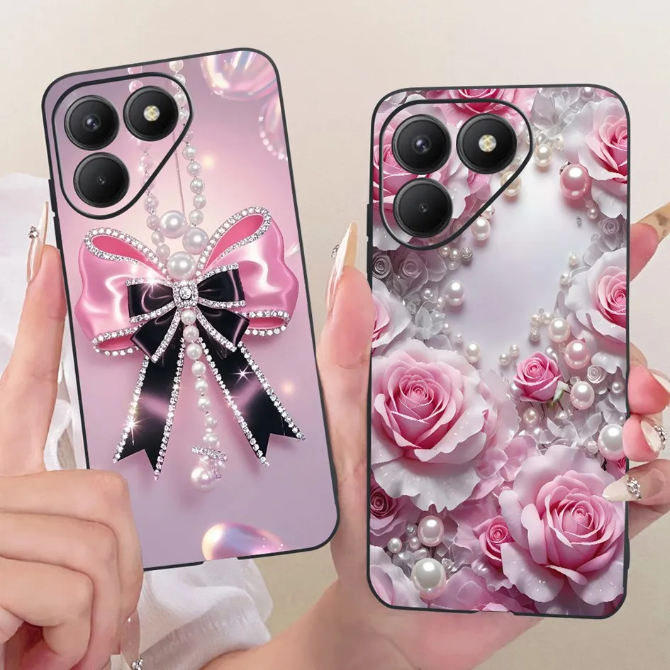 Para Tecno Pova 7 4G 5G Funda hermosa flor suave negro silicona mate Funda para Tecno Pova 7 Pro Funda Pova 7 Ultra Pova7 Shell - imagen 2