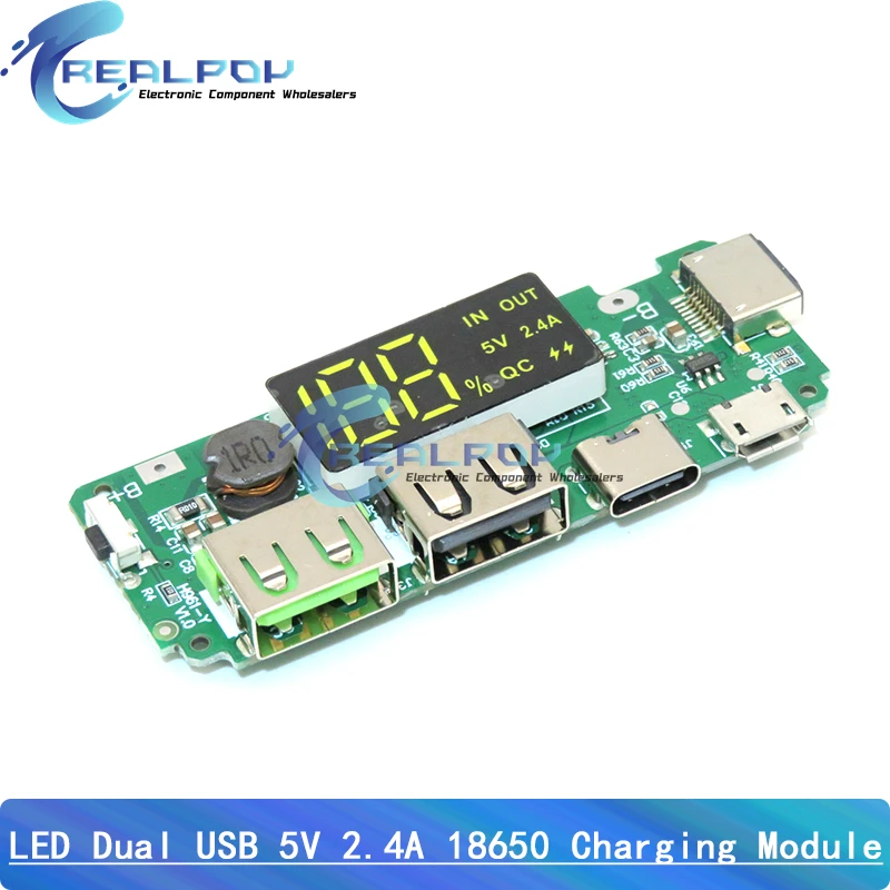 Placa de cargador de batería de litio LED USB Dual 5V 2.4A Micro/tipo-c USB banco de energía móvil 18650 módulo de carga protección de circuito - imagen 4