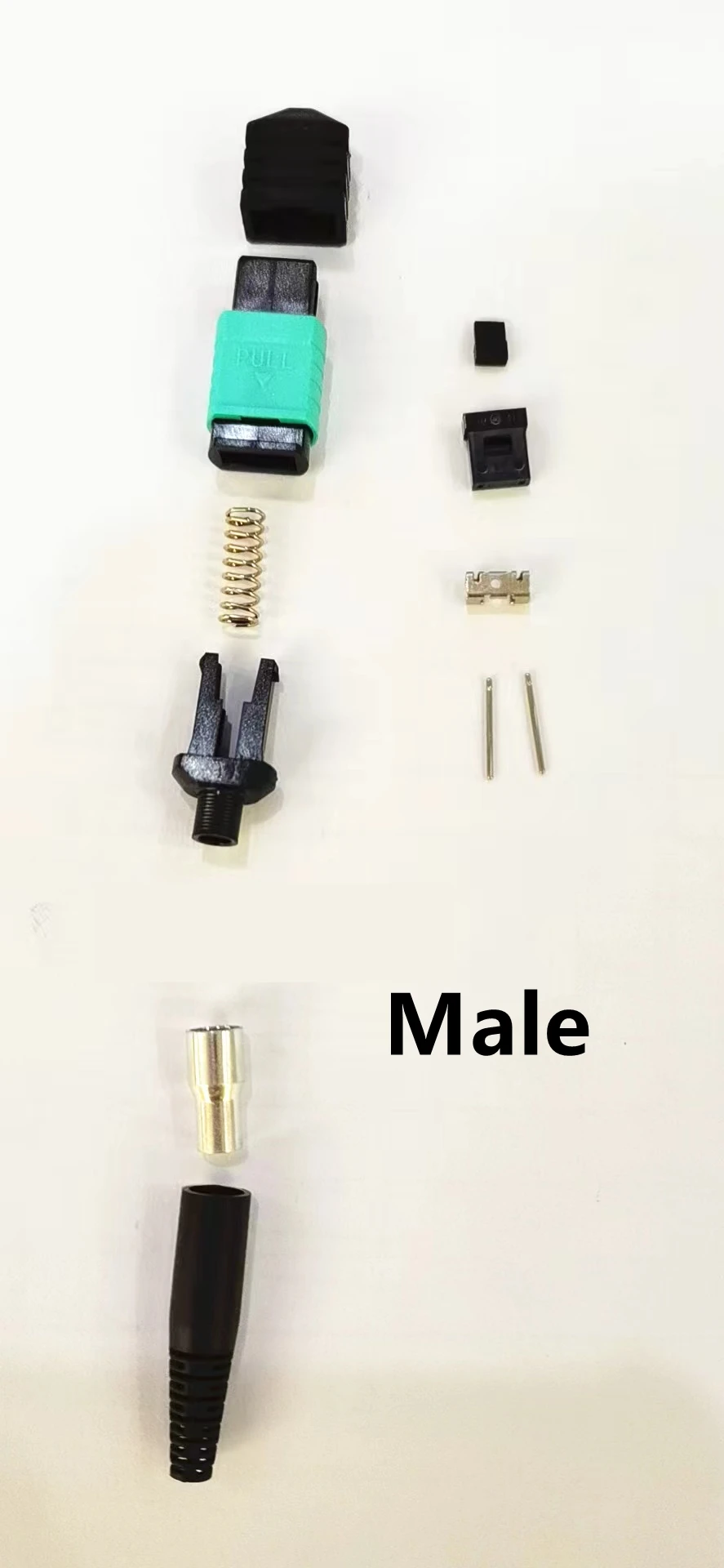 Kit de conector de fibra óptica MPO con virola, pérdida estándar hembra y masculina SM OM3 mm con bota redonda, 12 núcleos, hecho en China, 100 piezas - imagen 4