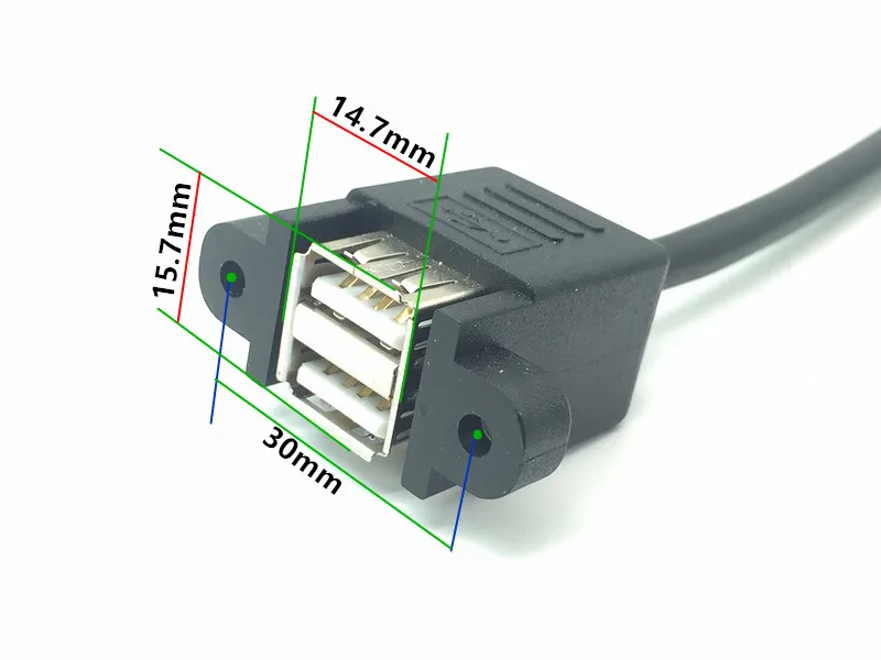 9pin USB 2.0 Pin hembra Dual 2 puertos USB Cable adaptador de cabecera de placa base-tipo de doble capa para PC (doble) 30cm 50cm - imagen 2
