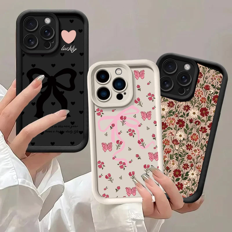 Funda protectora para cámara con lazo de flores pequeñas para Iphone 17 Pro 17 Air 16 15 14 13 12 11 Pro Max Plus 16E, funda con estampado Floral artístico - imagen 5