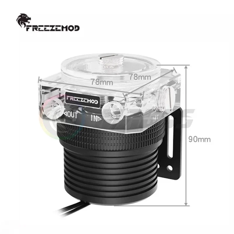 FREEZEMOD D5 Bomba de agua PWM, juego de armadura metálica suspensión magnética transparente para sistema de refrigeración por agua, 1100L/H - imagen 2