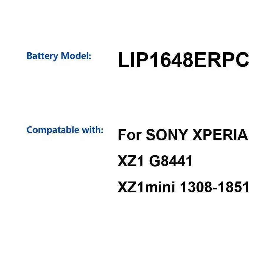 Batería de teléfono móvil de alta eficiencia rendimiento duradero 2700Mah LIP1648ERPC para Sony Xperia XZ1 G8441 Xz1mini 1308-1851
