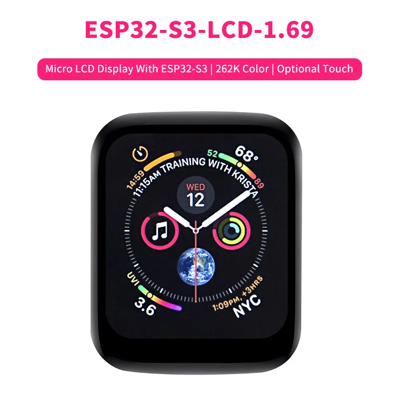 Placa de desarrollo de ESP32-S3, pantalla táctil capacitiva de 1,69 pulgadas, 240x280 píxeles, 262K, Color con Sensor giroscopio acelerómetro