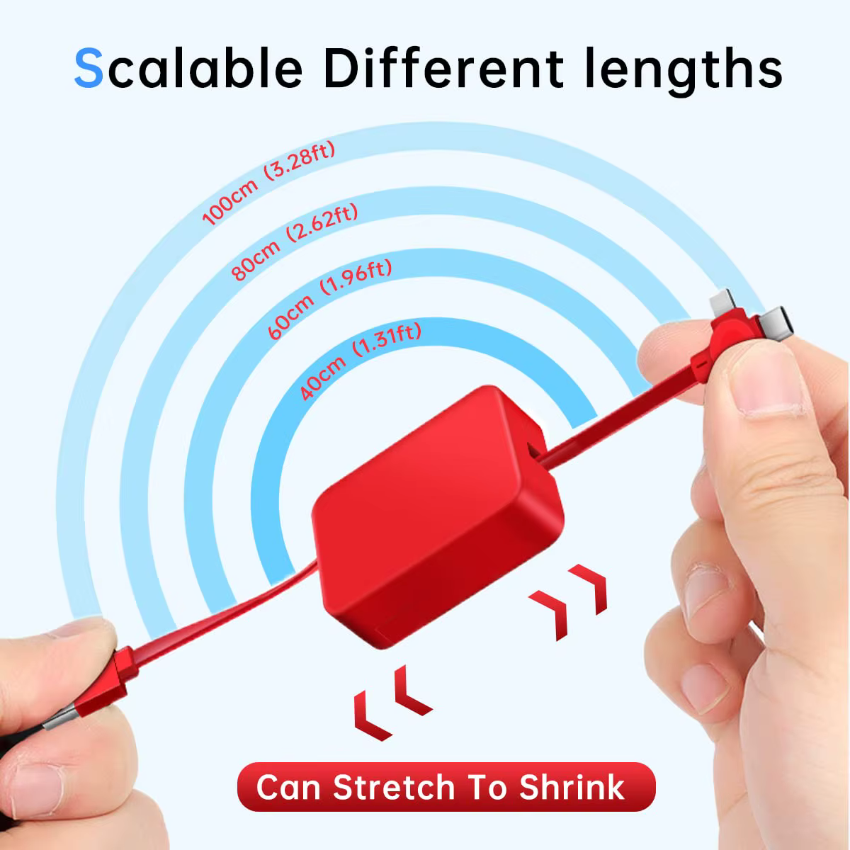 Rollo de Cable de carga 3 en 1, soporte retráctil, cargador de Cable de carga rápida, Cable de soporte para dormitorio, luz al aire libre - imagen 4