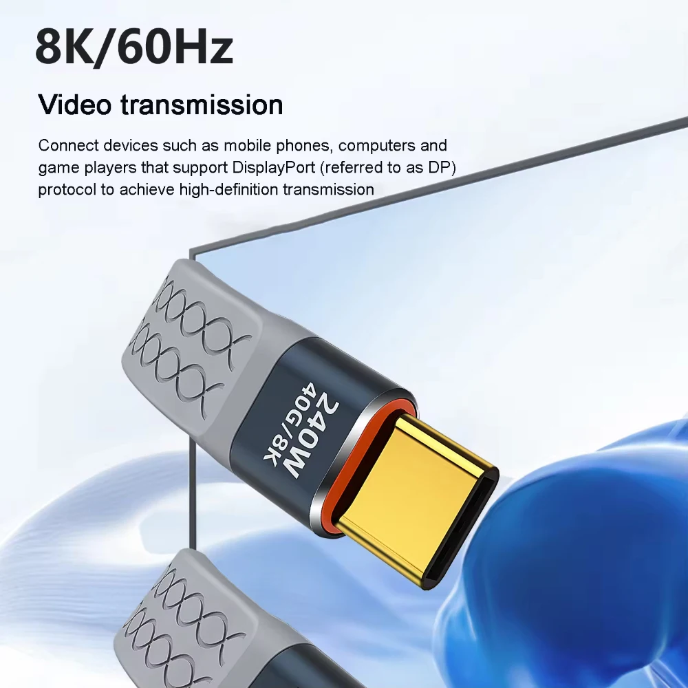 Cable corto USB C a USB C de 240W y 40GB, Cable de carga rápida tipo C, transferencia de datos de 40Gbps, Cable de extensión de carga de datos FPC plano y delgado de 8K - imagen 4
