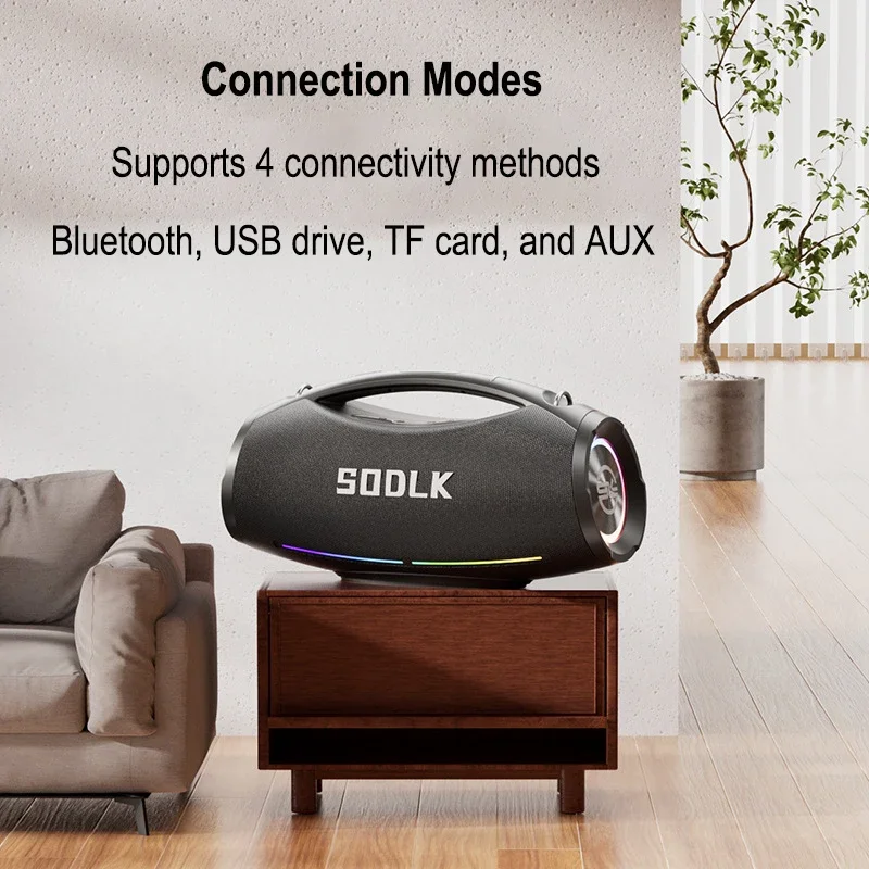 SODLK Altavoz Bluetooth portátil impermeable para exteriores 200W de alta potencia con sonido estéreo de Karaoke reproducción de disco TF/U interconexión TWS - imagen 3