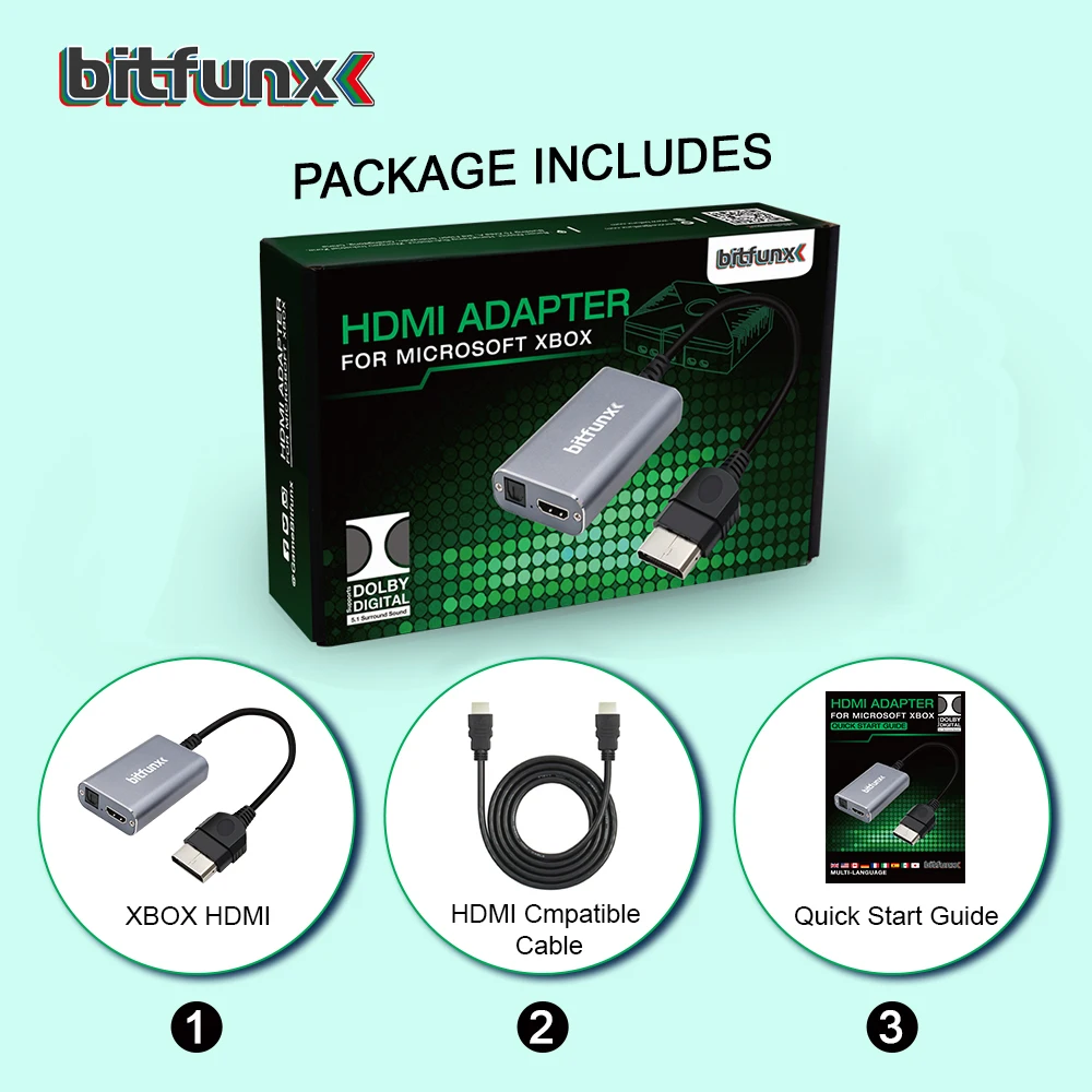 Bitfunx YPBPR a adaptador Digital HDMI 5,1 Dolby Video Audio convertidor para XBOX clásico Retro consolas de juegos para Monitor HDTV - imagen 4