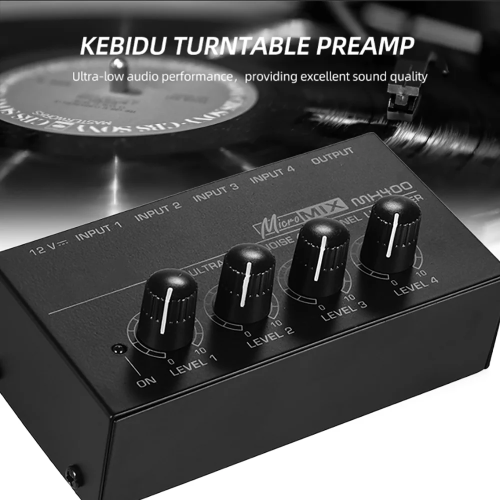 Mini mezclador de Audio HX400, amplificador de auriculares de 4 canales, amplificador de Audio estéreo ultracompacto, amplificador de auriculares con adaptador de corriente - imagen 4