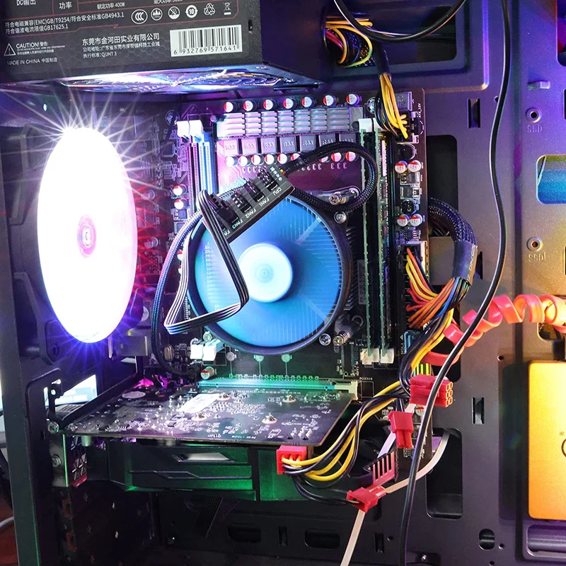 Hub de ventilador PWM de 4/3 pines, ventilador de refrigeración de CPU, Cable de alimentación, adaptador de concentrador, divisor de funda para ventiladores de caja enfriadora de computadora de 1 a 5 (1,7 pulgadas) - imagen 5