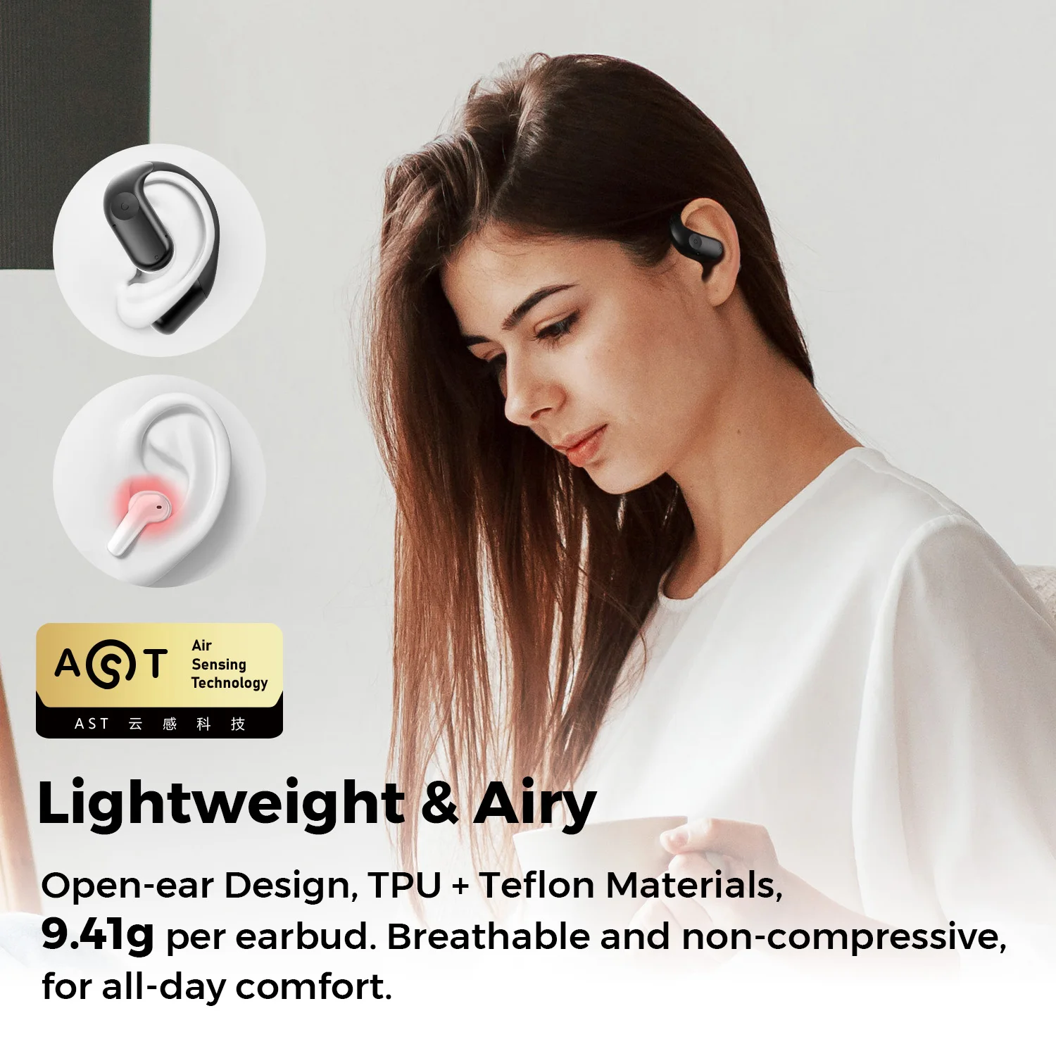 SoundPEATS ChatFree Wireless Earphones Bluetooth 5.3 Dual Mic ENC noise reduction Multipoint Connection OWS Earbuds - imagen 2