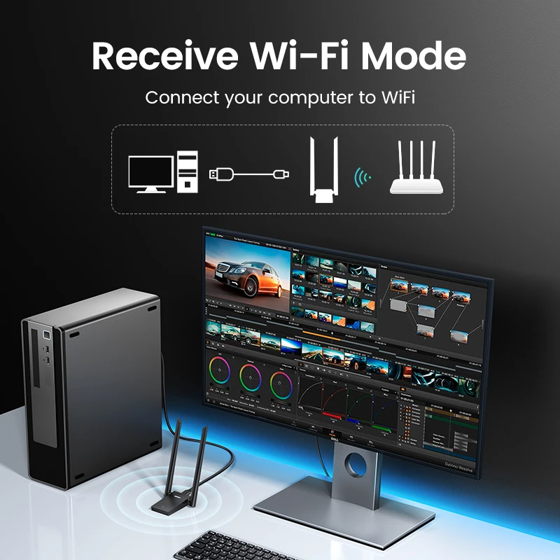 UGREEN Adaptador WiFi AX1800 USB 3.0 Doble Banda 5G/2.4G - imagen 2