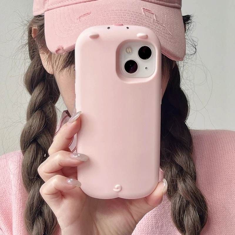 Funda de silicona suave con diseño de cerdo rosa 3D para iPhone 16 17 Pro Max 15 14 13 12 Pro Max, funda de teléfono con cerdito de dibujos animados - imagen 3