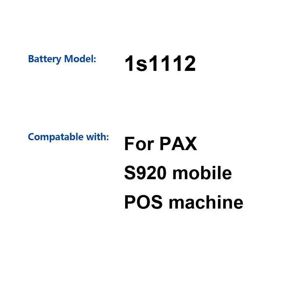 Caja fuerte de energía confiable de la batería de la máquina 1S1112 Pos para el móvil 2600Mah de Pax S920