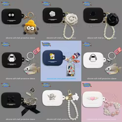 Funda para Anker Soundcore K20i, fundas de silicona con bonitos auriculares de tiburón, funda protectora suave para auriculares, piel para auriculares con colgante