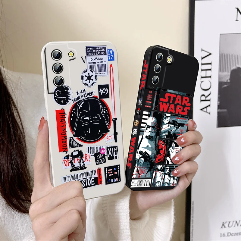 Funda de teléfono de ciencia ficción s-tar Wars para Samsung Galaxy S22, S21, S20 Pro, FE, S10, Note 20, 10 Plus, Ultra líquida, cubierta de cuerda izquierda