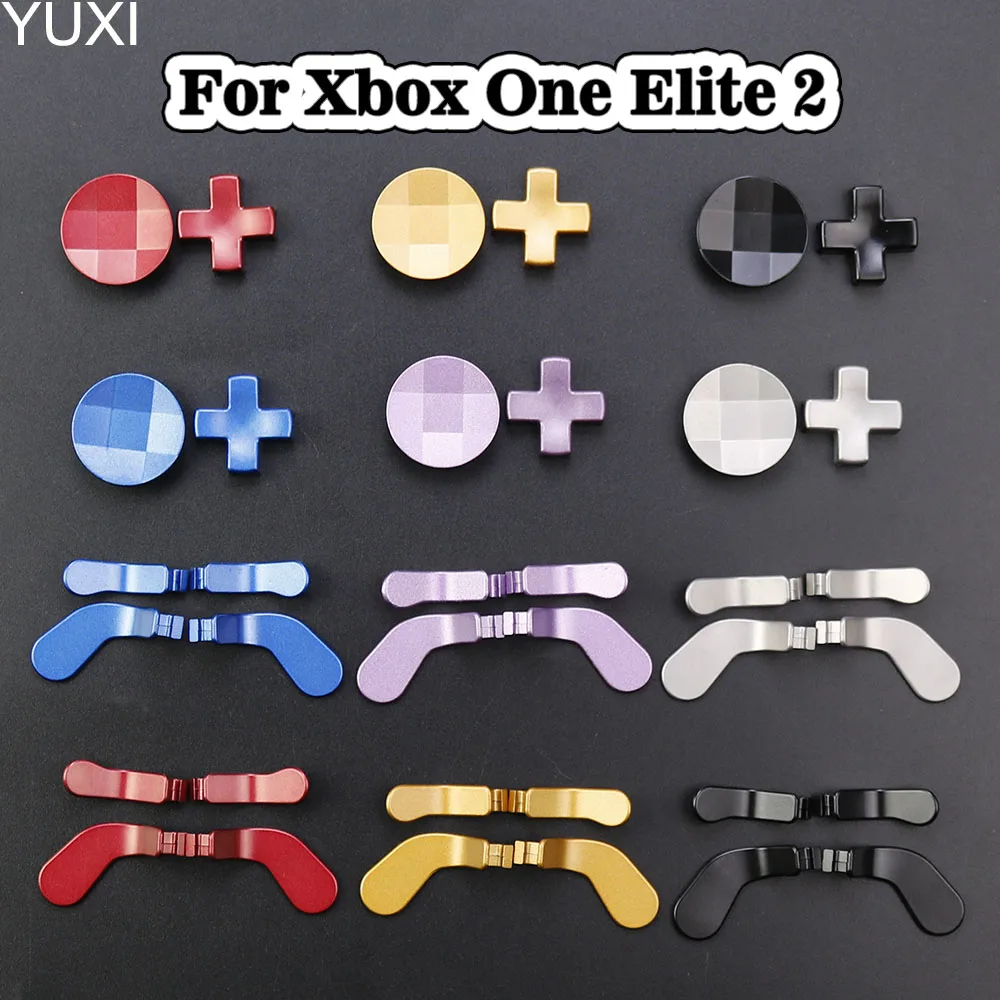 YUXI 1 Juego de empuñaduras de pulgar analógicas para Xbox One Elite Series paletas de Metal para Xbox One Elite 2 piezas botón de disparo