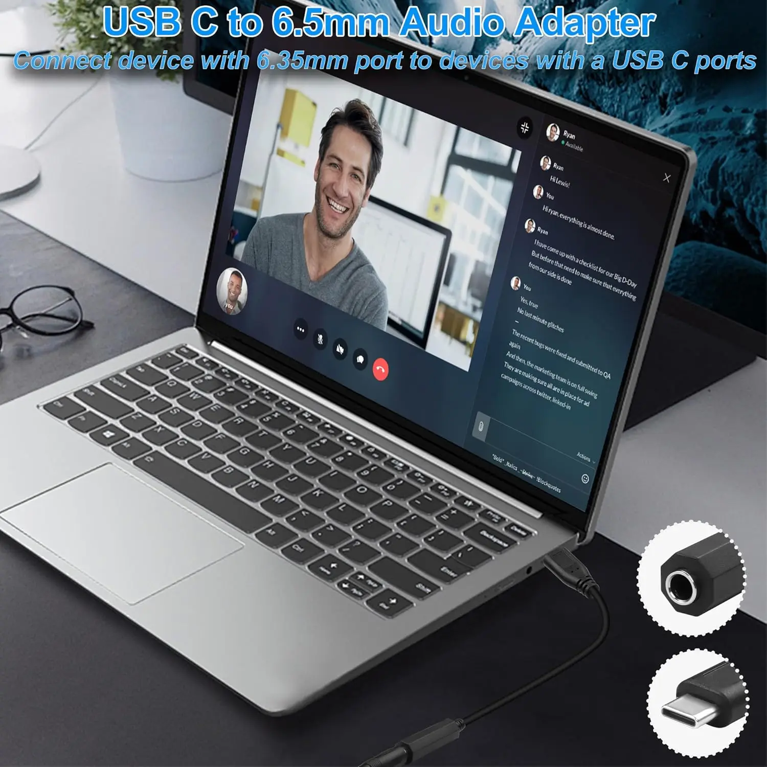 Cable adaptador de auriculares de Audio auxiliar TRS hembra estéreo a USB tipo C macho de 6,35mm para amplificador mezclador Home Theater Smartphone portátil - imagen 3