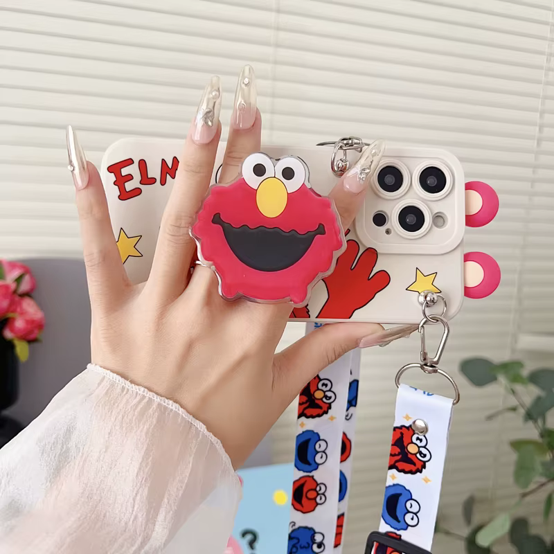 Para Samsung Galaxy A17 A07 A16 A06 A26 A56 A04E A05 A05s A15 A25 A35 A55 funda ELMO con cuerda de soporte - imagen 4