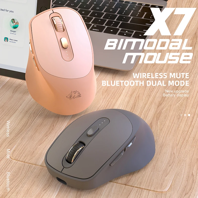 X7 Wireless Mouse Bluetooth Mice with Battery Indicator 5 Adjustable DPI for Windows Android Mac
