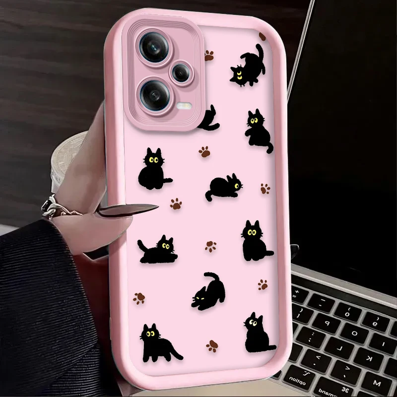 Funda con bonito diseño de gato negro para Xiaomi Redmi Note 13 14 12 11 Pro Plus 5G 12S 11S 10S 10 9 Redmi 14C 13C 12C 12 4G A3 A3X - imagen 4