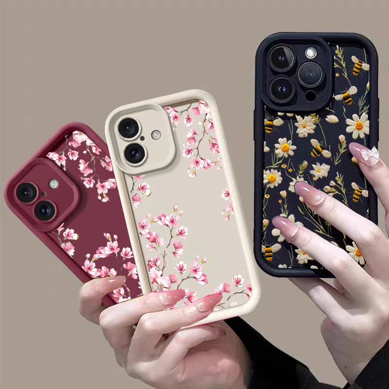 Funda Floral con estampado de margaritas y abeja para Realme C67 C63 C65 C55 C53 C51 C21Y C25Y C35 C30 C33 8i 11 8 12 14 Pro Plus 5G