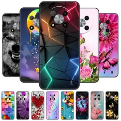 Funda ZTE Blade A73 5G de silicona negra con diseño de león y lobo