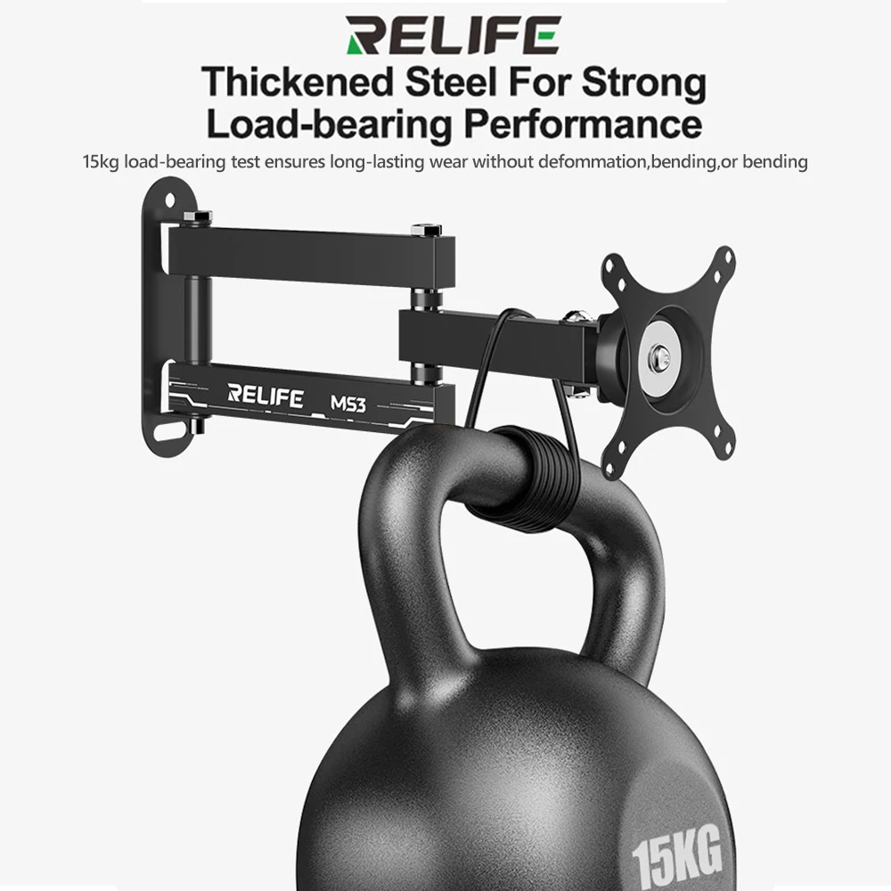 RELIFE MS3 360 °   El montaje giratorio de la pantalla de visualización se puede inclinar 15 °   Alta capacidad de carga para herramientas de brazo de soporte de pantallas de 14-27 pulgadas - imagen 4