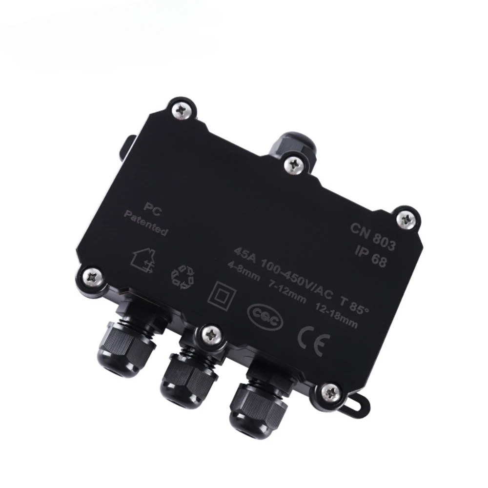 Caja de conexiones externas IP68, Conector de Cable Coaxial de línea de enchufe de 4 vías, rango de Cable de 3-12mm, funda de Cable de alimentación eléctrica externa para exteriores