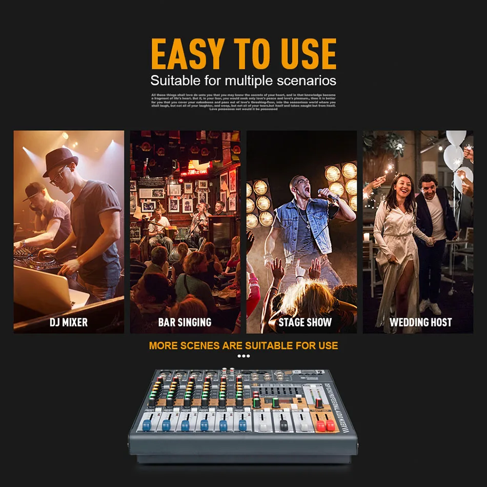 Debra Audio EVA 6/8/12 canales mezclador de Audio Dj Consoler con 48V Phantom Power USB Bluetooth para grabación de escenario - imagen 3