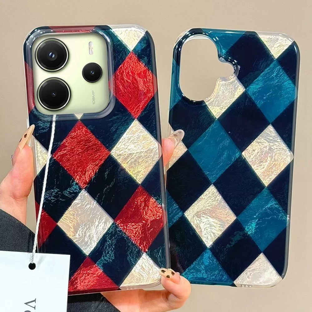 Funda de teléfono con patrón de rejilla de empalme para Xiaomi Redmi Note 14 13 12 11 11S 10 10S 8 9 Pro 15C 9C 13C 14C A3 A3X 9C A1 15 10S - imagen 2