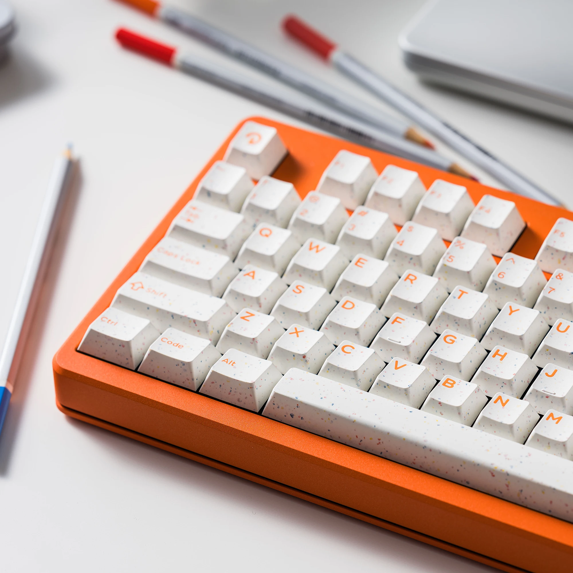 Fennie x Domikey Terrazzo Keycap Cherry Profile ABS Juego de focos dobles para teclado Rainy75 EZ60 EZ63 MAde68 75rt Made68 Beige - imagen 3