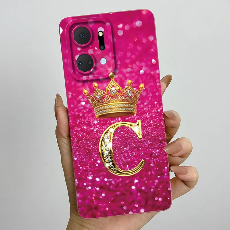 Para Honor X7a funda de lujo corona letra silicona líquida fundas de teléfono suaves para Honor Play 7T HonorX7a protección de cámara contraportada - imagen 5