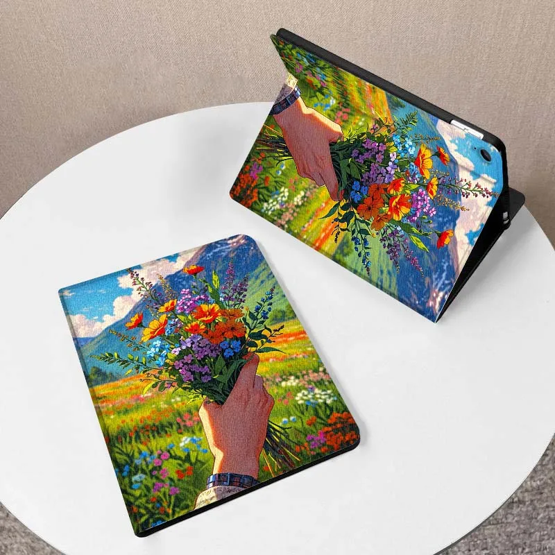 Flor de pintura al óleo para Samsung Galaxy Tab A7 A A8 A9 A11 S6 S11 10,1 10,4 10,5 pulgadas Lite PLus funda para tableta