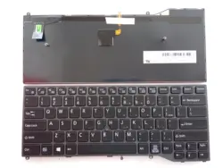 Teclado negro sin retroiluminación con puntero US-Intl, marco gris para Fujitsu Lifebook U747 U748 U749