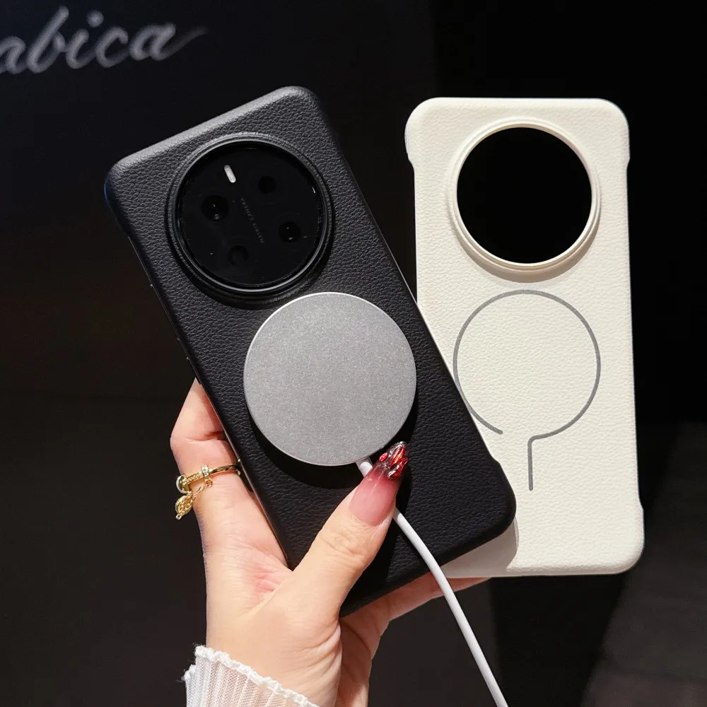 Para Huawei Honor Magic 7 Pro funda dura de PU delgada magnética carga inalámbrica funda protectora trasera para Magic 7 7Pro Shell - imagen 5