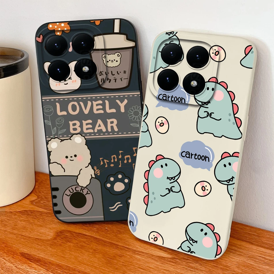 Para Xiaomi 15T Pro funda para Xiaomi 17 Pro Max funda trasera de teléfono de dibujos animados protección completa suave silicona líquida parachoques a prueba de golpes