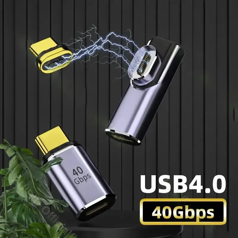 Adaptador magnético USB4.0 Thunderbolt 3, USB C a tipo C, 40Gbps, 140W, 100W, Cable convertidor magnético de carga rápida, adaptador USB 8K