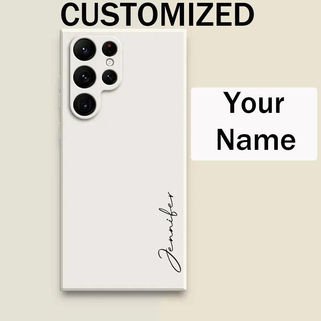 Para Samsung Galaxy S24 Ultra Plus personalizado nombre iniciales suave funda de silicona líquida Samsung Galaxy S24 Plus