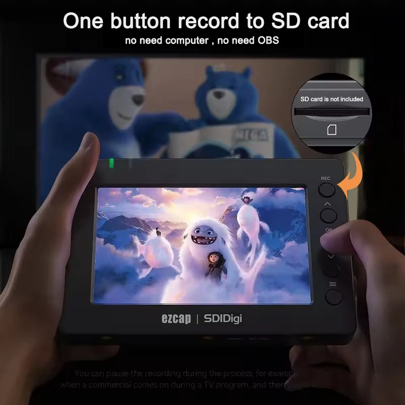 Tarjeta de captura de vídeo HDMI Ezcap, grabadora de juegos SDI, grabación de 1080p a tarjeta SD para PS4, PS5, portátil, PC, cámara, TV Box, No necesita computadora - imagen 3