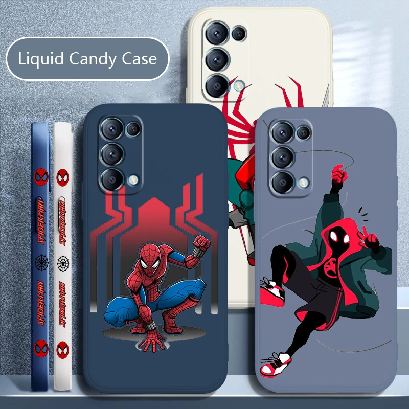 Funda de teléfono Spiderman Marvel Hero para OPPO Find X5 X3 X2 neo Pro Lite A5 A9 2020 A96 4G 5G, Funda de caramelo con cuerda izquierda líquida - imagen 4