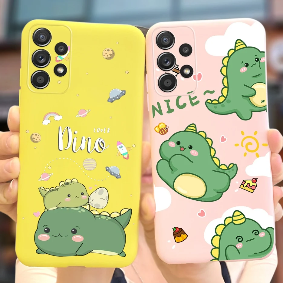 Para Samsung Galaxy A53 5G funda bonita de dibujos animados de dinosaurio funda de teléfono de silicona suave para Samsung A53 Galaxy A23 A33 A73 5G parachoques - imagen 3