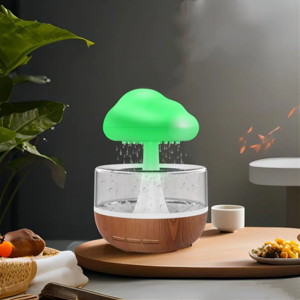 Humidificador de nube de lluvia colorida, lámpara de ambiente de sueño en forma de seta, luz de gota de lluvia - imagen 4