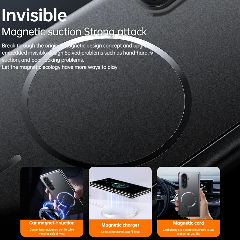 Funda protectora de lujo con bisagra plegable de eje central, funda protectora de lente de pintura metálica magnética para Samsung Galaxy Z Fold7 6 5 4 - imagen 5