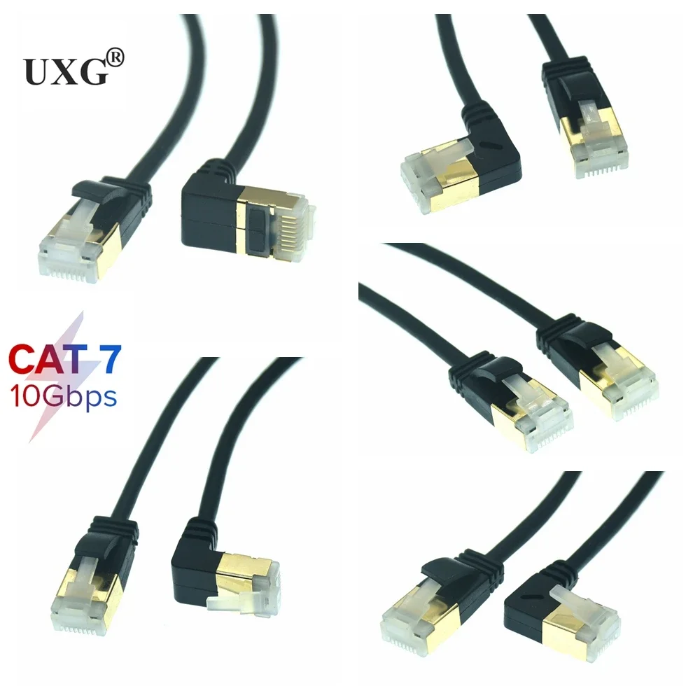 Cable Lan RJ45 Cat7 de 10Gbps, Cable de red UTP RJ45, Cable Ethernet para Cat6, Compatible con Cable de parche de 90 grados hacia arriba y abajo, ángulo recto - imagen 3
